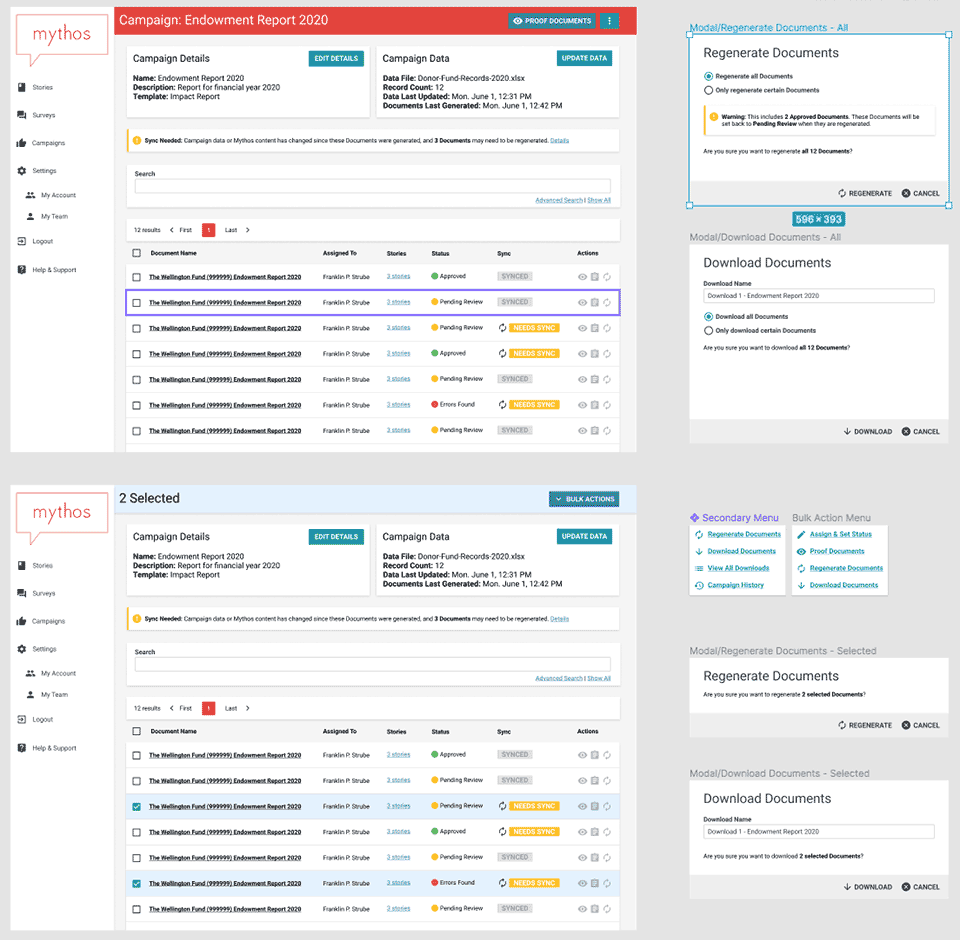 User interface design and components